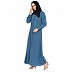 A-line abaya with potli buttons on front panel - French blue